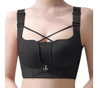 Women's Sports Bra, Push Up Bra without Underwire with Covering Straps, Large Size with Side Support and Lifting Effect