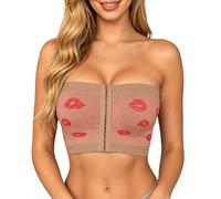 Women's Sports Bra, Strapless Strapless Summer Bra with Buttons on the Front, Floral Print Lipstick, Transparent Strapless Backless Bra for Beautiful Days and Parties