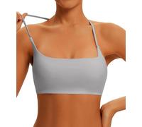 Women's Sports Bra Thin Straps Low Impact Wirefree Workout Bras Lightweight Sexy Backless Workouts Bralette Removable Pads, Light Gray, S