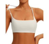 Women's Sports Bra Thin Straps Low Impact Wirefree Workout Bras Lightweight Sexy Backless Workouts Bralette Removable Pads, White, S