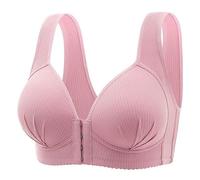 Womens Sports Bra with Front Side Buckle and Lace Edge Without Steel Ring Movement Seamless Post Yoga Underwear for Workout Fitness Activewear Racerback Padded