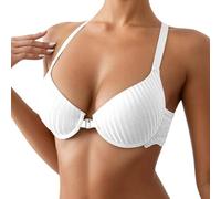 Women's Sports Bra with Push-Up Underwire Striped Front Closure Lace Back Comfortable Floral Print Bra