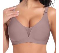 Women's Sports Bra Without Underwire Push Up Bra Large Breasts Strong Hold Underwire Seamless Comfortable Classic Soft Seamless Non-Wired T-Shirt Padded Mesh Bralette Tops, O coffee., S