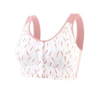 Women's Sports Bras Padded Front Fastening Bras for Women UK Leaf Print Wireless Push up Everyday Comfort Support Bra Wide Strap Women Soft for Non Wired Push Up Pink