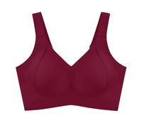 Women's Sports Bras UK Push Up Ribbed Wireless Wire Free Push-Up Adjustable Wire-Free Minimiser Support Lift Comfy Tops Gather Support Lift Padded Plus Size Seamless Leisure Bra Red
