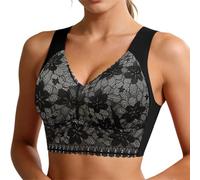 Women'S Sports Bras - Women's Front Buckle Lace Edge Seamless Movement Yoga Sleep Bra with Adjustable Side Gathering for Comfort