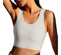 Women's Sports Bras Yoga Padded Sport Low Back Running Workout Bras High Impact UK Built in Lightweight Fitness Soft Comfort Bra Grey