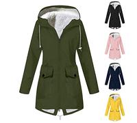 Women's sports jacket, zipper, windproof, waterproof, fleece-lined winter jacket, large size, hooded coats, outdoor rainwear, XXXXXL, Yellow, XL