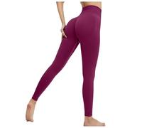 Women's Sports Leggings, High Waisted Yoga Trousers, Seamless Chic and Elegant, Solid Colour, Casual, Slim, Comfortable, Sexy, Cross-Over Hip, Fitness Pants, Wine, M