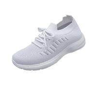 Women's Sports Shoes Extra Wide Trainers Air Cushion Street Running Shoes Light Tennis Gym Training Shoes Breathable Hiking Shoes, White, 8 UK