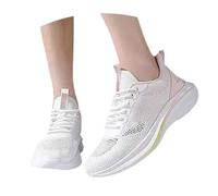Women's Sports Shoes Flying Woven Soft Sole Versatile Breathable Mesh Sneakers Korean Style Work Shoes Women's Sneakers aterproof Walking Trainers for Womens Size 6.5 Pink