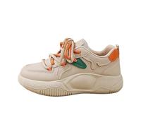 Women's Sports Shoes Spring and Autumn Korean Style Color Matching Women's Sports Shoes Women Running Shoes 6.5 (Khaki, 5)