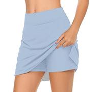 Womens Sports Skorts High Waist - Elasticated Waist Running Skirts Skort for Women Solid Colour Stretchy Athletic Workout Running Golf Skirts Lightweight Soft Comfort Tennis Skort Women Yoga Skorts