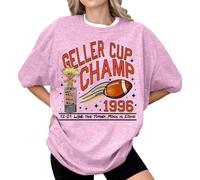 Women's Sports T-Shirt Gym Tops UK Geller Cup Shirt Friends TV Show Tee Football Trophy Graphic Tee Retro 1996 Geller Bowl Shirt Shirt Funny Thanksgiving Football Shirt Long Sleeved (Rose Gold, M)