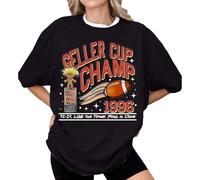 Women's Sports T-Shirt Gym Tops UK Geller Cup Shirt Friends TV Show Tee Football Trophy Graphic Tee Retro 1996 Geller Bowl Shirt Shirt Funny Thanksgiving Football Shirt Long Sleeved Womens (Black, M)