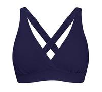 Women's Sporty Adjustable Wide Straps Bikini Top Large Bust Criss Cross Back Supportive Swimsuit Tops Only, Navy, Medium