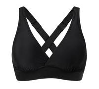 Women's Sporty Adjustable Wide Straps Bikini Top Large Bust Criss Cross Back Supportive Swimsuit Tops Only, Black, Medium