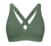Women's Sporty Adjustable Wide Straps Bikini Top Large Bust Criss Cross Back Supportive Swimsuit Tops Only, Olive, S