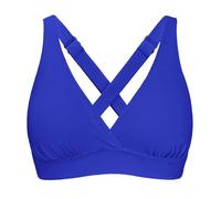 Women's Sporty Adjustable Wide Straps Bikini Top Large Bust Criss Cross Back Supportive Swimsuit Tops Only, Royal Blue, Large