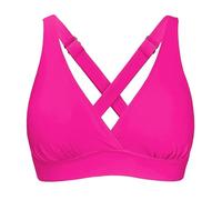 Women's Sporty Adjustable Wide Straps Bikini Top Large Bust Criss Cross Back Supportive Swimsuit Tops Only, Rose Red, Medium