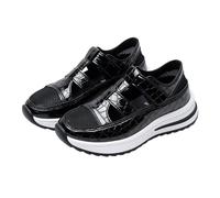 Womens Sporty Platform Sandals Closed Toe Mesh Cut Out Chunky Sneakers Adjustable Hook Loop Casual Summer Walking Shoes Black