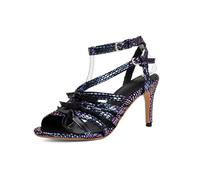 Women's Spot Print Multi Strap Summer Heels with Buckle