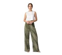 Womens Spot Print Wide Leg Palazzo Pants Soft Stretchy Jersey Casual Trouser (Spot - Khaki L-XL Short)