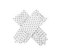 Women's Spotted Cotton Gloves with Cuff Bow - WHITE/ Black / ONE