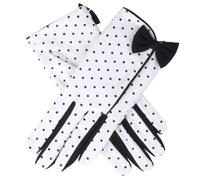 Women's Spotted Cotton Gloves with Side Bow and Trim