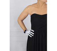 Women's Spotted Cotton Gloves with Side Bow and Trim - WHITE/NAVY / ONE