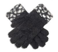 Women's Spotted Feather Yarn Knitted Gloves - BLACK / ONE