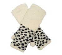 Women's Spotted Feather Yarn Knitted Wrist Warmers - IVORY / ONE