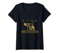 Women's SPQR Roma Caput Mundi Ancient Rome Roman Empire V-Neck T-Shirt