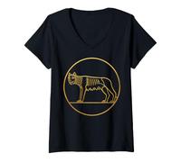 Women's SPQR Roman Rome Wolf Romulus Remus V-Neck T-Shirt