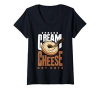 Womens Spread Cream Cheese Not Hate Funny Bagel Foodie Shirt V-Neck T-Shirt