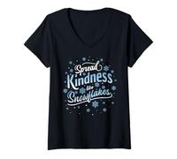 Womens Spread Kindness Like Snowflakes Teacher Winter Snow Day V-Neck T-Shirt