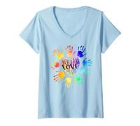 Womens Spread Love Not Hate Anti Racism and Bullying Human Rights V-Neck T-Shirt