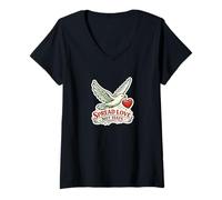 Women's Spread Love Not Hate Illustration V-Neck T-Shirt