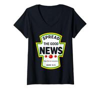 Women's Spread the Good News Mark 16:15 Christian Condiments V-Neck T-Shirt