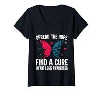 Womens Spread the Hope Find a Cure Awareness Design V-Neck T-Shirt