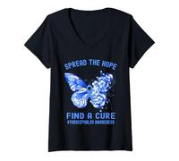 Womens Spread The Hope Find A Cure Hydrocephalus Awareness V-Neck T-Shirt