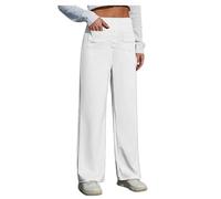 Women's Spring 2026 Dress Pants High Waist Straight Leg Pants Button Down Bottoms Work Pants Trousers with Pockets White