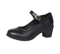 Women's Spring and Autumn Dance Shoes Round Toe Thick Middle Heel Orthopedic Soft Bottom Shallow Mouth Middle Heel Shoes Heeled Sandals Women (Black, 5)