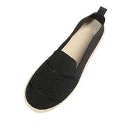 Women's Spring and Autumn New Europe and The States and The States Foreign Trade Big Yards Round Head Flat Bottom Lazy People A Foot Comfortable Casu Lightweight Trainers Ladies Wide Fit (Black, 6.5)