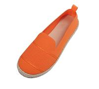 Women's Spring And Autumn New Europe And The States And The States Foreign Trade Big Yards Round Head Flat Bottom Lazy People A Foot Comfortable Casu Lightweight Trainers Ladies Wide Fit (Orange, 5.5)
