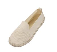 Women's Spring and Autumn New Europe and The States and The States Foreign Trade Big Yards Round Head Flat Bottom Lazy People A Foot Comfortable Casu Lightweight Trainers Ladies Wide Fit (Beige, 7.5)