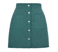 Women's Spring and Autumn Winter Corduroy Package Hip Short Skirt Single-Breasted Slim Solid Colour Half-Body Skirt with Pockets Women Green