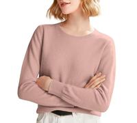 Women's Spring and Autumn Winter New Solid Color Knitted Sweater with Roundneck Undercover and Style Long Sleeve Reigns Pullover (Pink, L)