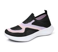Women's Spring and Summer Colour Blocking Upper Metal Chain Casual Shoes Women's Shoes Winter Lined, black, 7 UK