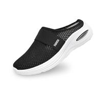 Women's Spring and Summer Fashion Net Cloth Solid Color Covered Toe Slippers Non Slip Comfortable Beach Slippers Sandals-136 Black